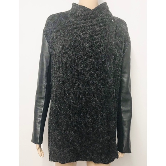 ALL SAINTS wool, alpaca cardigan with leather sleeves. - Picture 2 of 8